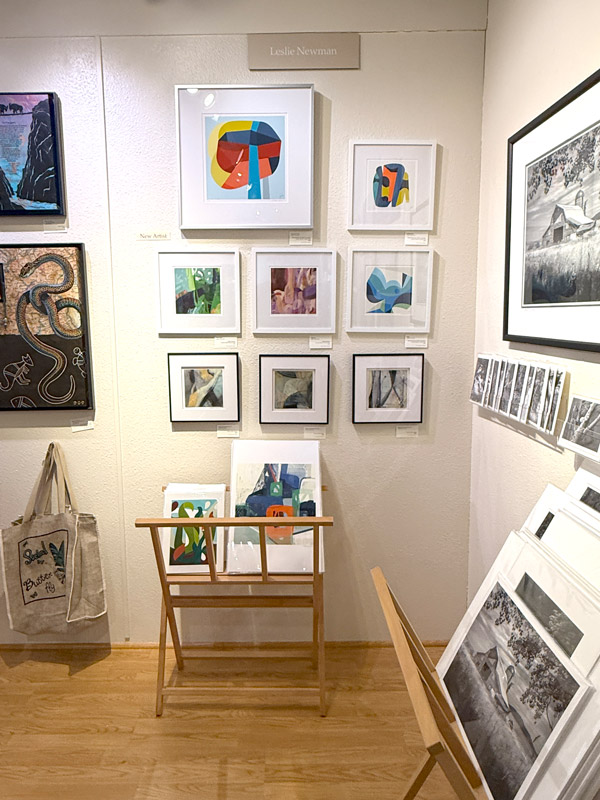 Abstract artwork hanging on a gallery wall